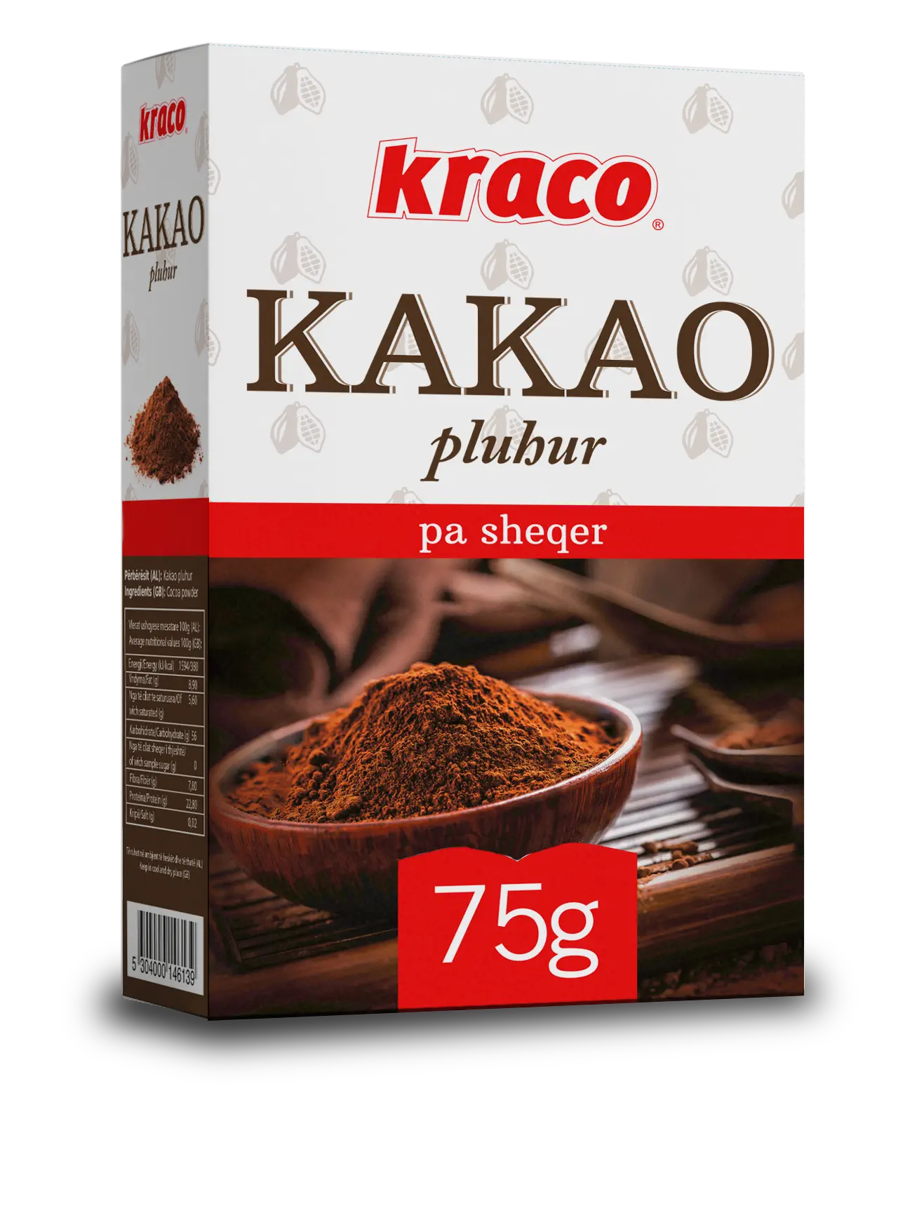 Kraco, Kakao pluhur, pa sheqer